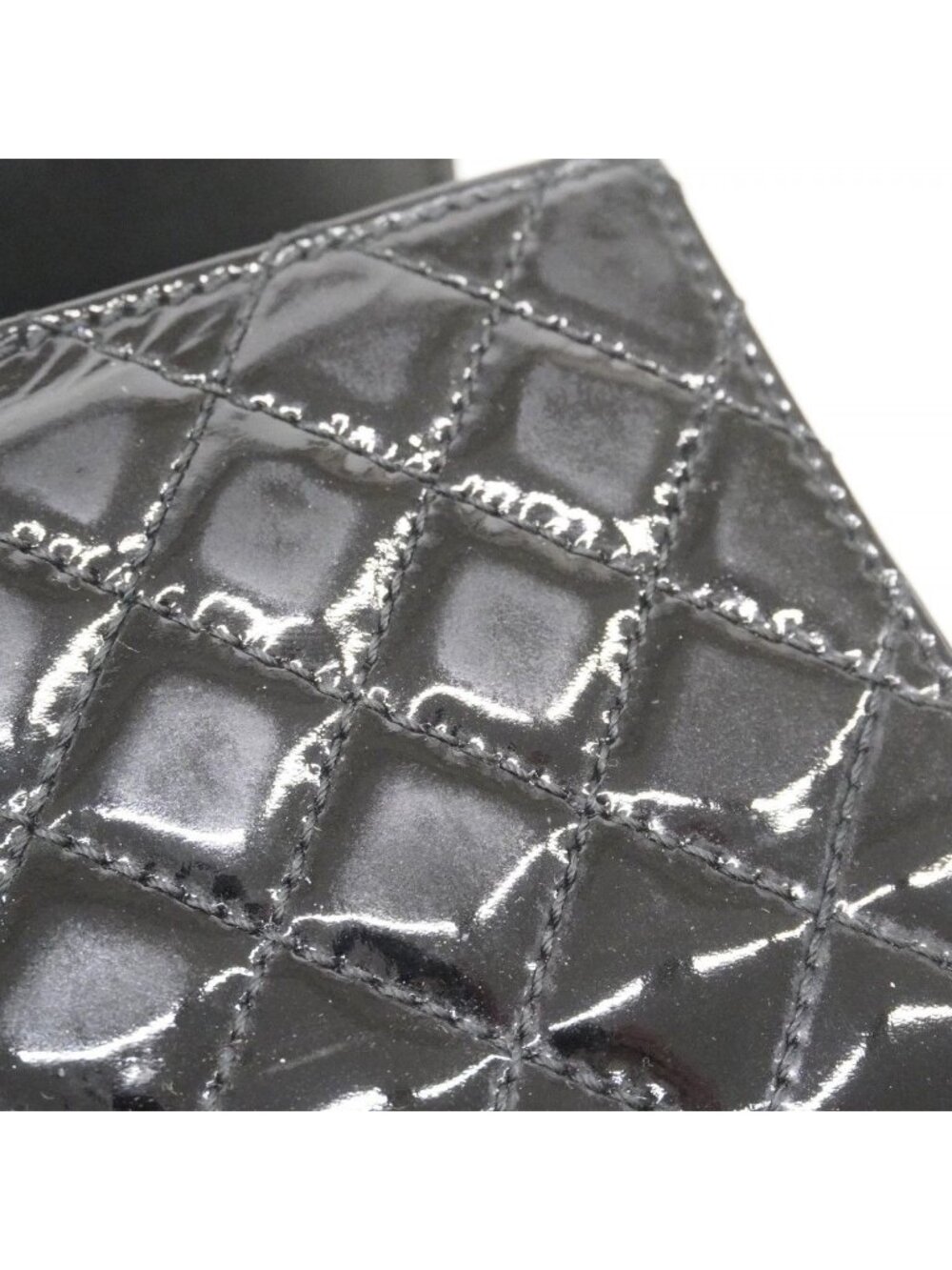 Chanel Shoulder Wallet Quilted Patent Leather Black Silver - Picture 6 of 10